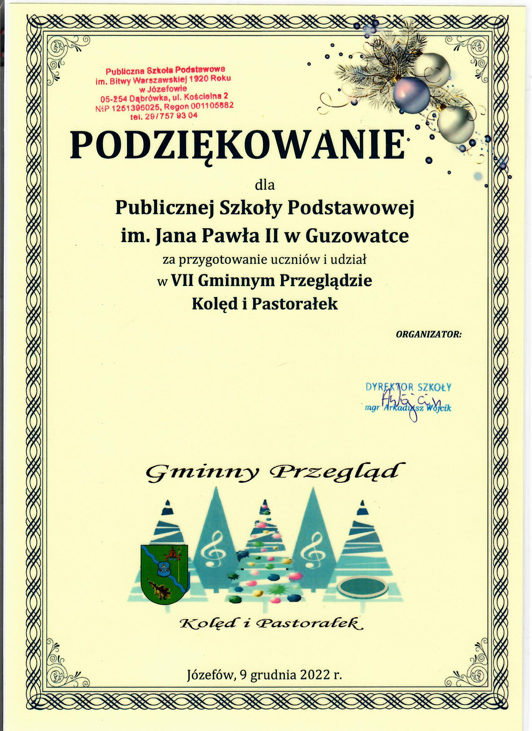 Ikona do artykułu: VII - edycja  Gminnego Konkursu Kolęd i Pastorałek pod honorowym patronatem Wójta Gminy Dąbrówka.